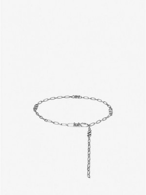 Michael Kors Empire Logo Silver-tone Chain-link Gürtel Damen Silber | 280475-UOL