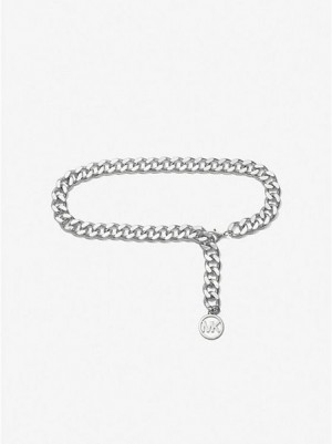 Michael Kors Logo Silver-tone Chain-link Gürtel Damen Silber | 618394-ZKS